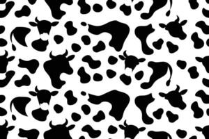 Black Cow Print Seamless Pattern Vector on isolated white background