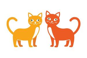 Cute cats collection. Domestic funny kitties. Set of linear vector illustration isolated on white background