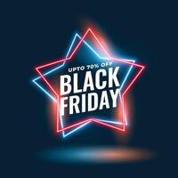 black friday neon star sale background design vector