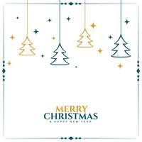 merry christmas white background with tree decoration vector