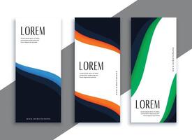 elegant vertical banners set with wavy shape vector