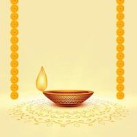 realistic diwali festival diya background with text space vector