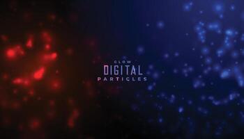 abstract particles glowing background in red and blue colors vector