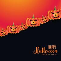 Happy halloween with scary pumpkins on spooky card vector