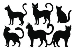 Cat silhouettes collection isolated on white background vector