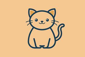 Cute cat line art illustration icon design template vector