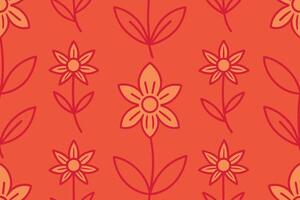 One Line Drawn Flower Face Seamless Pattern vector