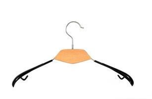 unusually shaped clothes hanger isolated on white background. photo