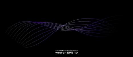 resumen ondulado dinámica azul verde Violeta ligero líneas curva bandera en negro antecedentes en concepto tecnología, neural red, neurología, ciencia, música, neón ligero vector