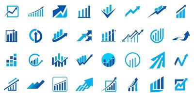 Business finance chart arrow icon vector set collection