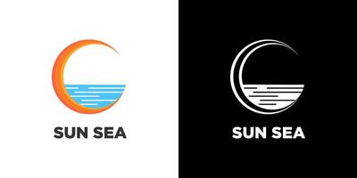 Sun Sea circle logo. vector illustration isolated