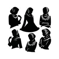 musulmán niña hijab icono vector ilustración silueta