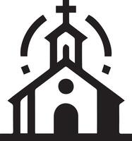 Iglesia con un campanario y estrellas icono vector