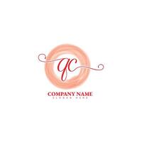 Q C QC Initial logo template vector and water color QC letter logo