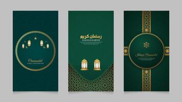 ramadan kareem plantilla de colección de historias de redes sociales realistas islámicas vector