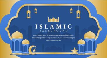 Islamic background with frame and lanterns vector