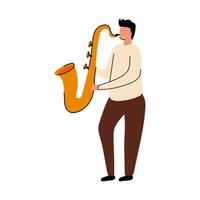 un sencillo ilustración de saxofón jugador. garabatear jazz músico. aislado en blanco. vector