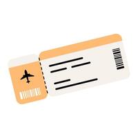 A cartoon style illustration of boarding pass and flying airplane tickets. Travel icon. Isolated on white. vector