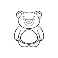 Hand drawn cute teddy bear outline illustration vector