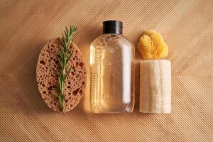 Composition of body gel and natural sponges. photo