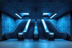 AI generated elevator escalator is moving staircase used as transportation between floors or levels building professional photography photo