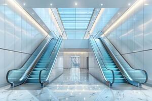 AI generated elevator escalator is moving staircase used as transportation between floors or levels building professional photography photo