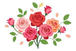 Rose flower arrangement watercolor hand painted bouquet set vector
