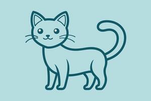 Cute cat line art illustration icon design template vector