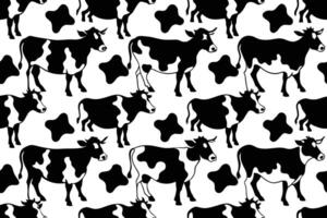 Black Cow Print Seamless Pattern Vector on isolated white background