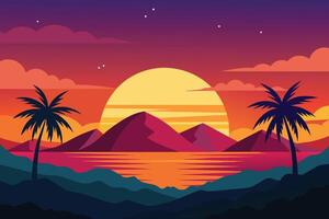 Beautiful Sunset on Summer background vector
