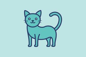 Cute cat line art illustration icon design template vector