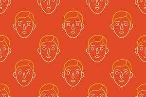 One Line Art Faces Seamless Pattern vector