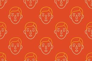 One Line Art Faces Seamless Pattern vector