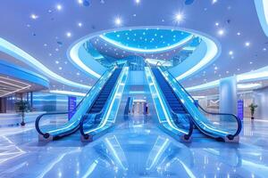 AI generated elevator escalator is moving staircase used as transportation between floors or levels building professional photography photo