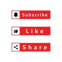 subscribe, like and share flat buttons vector