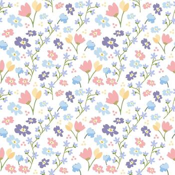 primavera flores sin costura modelo vector