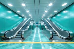 AI generated elevator escalator is moving staircase used as transportation between floors or levels building professional photography photo