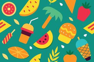 Summer Food Seamless Pop Art Pattern vector