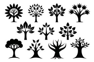 Black Trees Logo Vector Collection Vector isolated on white background