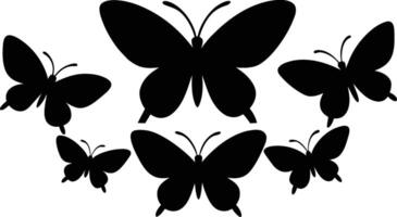 Set of butterfly silhouette icon flat vector illustration on isolated white background