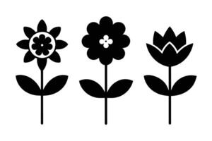 Set of black Flower Icon on white background vector