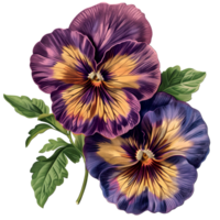 AI generated Isolated illustration of colorful pansy flower png