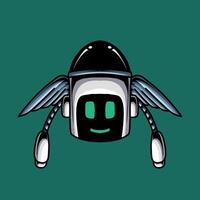 Cute white Ai robot character vector