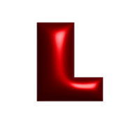 Red metal shiny reflective letter L 3D illustration png