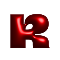 rouge métal brillant réfléchissant lettre r 3d illustration png