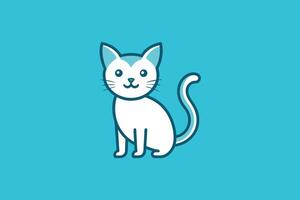 Cute cat line art illustration icon design template vector