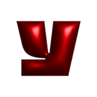 Red shiny metal shiny reflective letter Y 3D illustration png