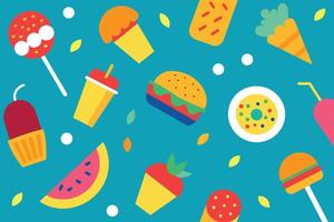 Summer Food Seamless Pop Art Pattern vector