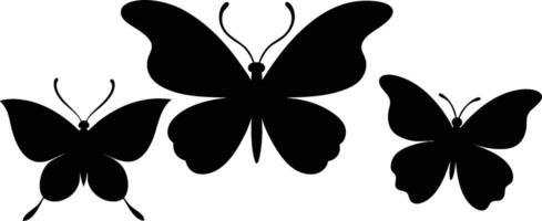 conjunto de mariposa silueta icono plano vector ilustración en aislado blanco antecedentes