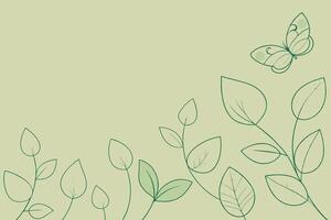 Leaves and Butterflies Pattern One Line Art Background vector